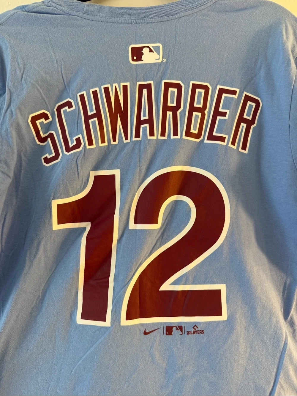 Nike Sky Blue Phillies Schwarber #12 Short Sleeve Tee